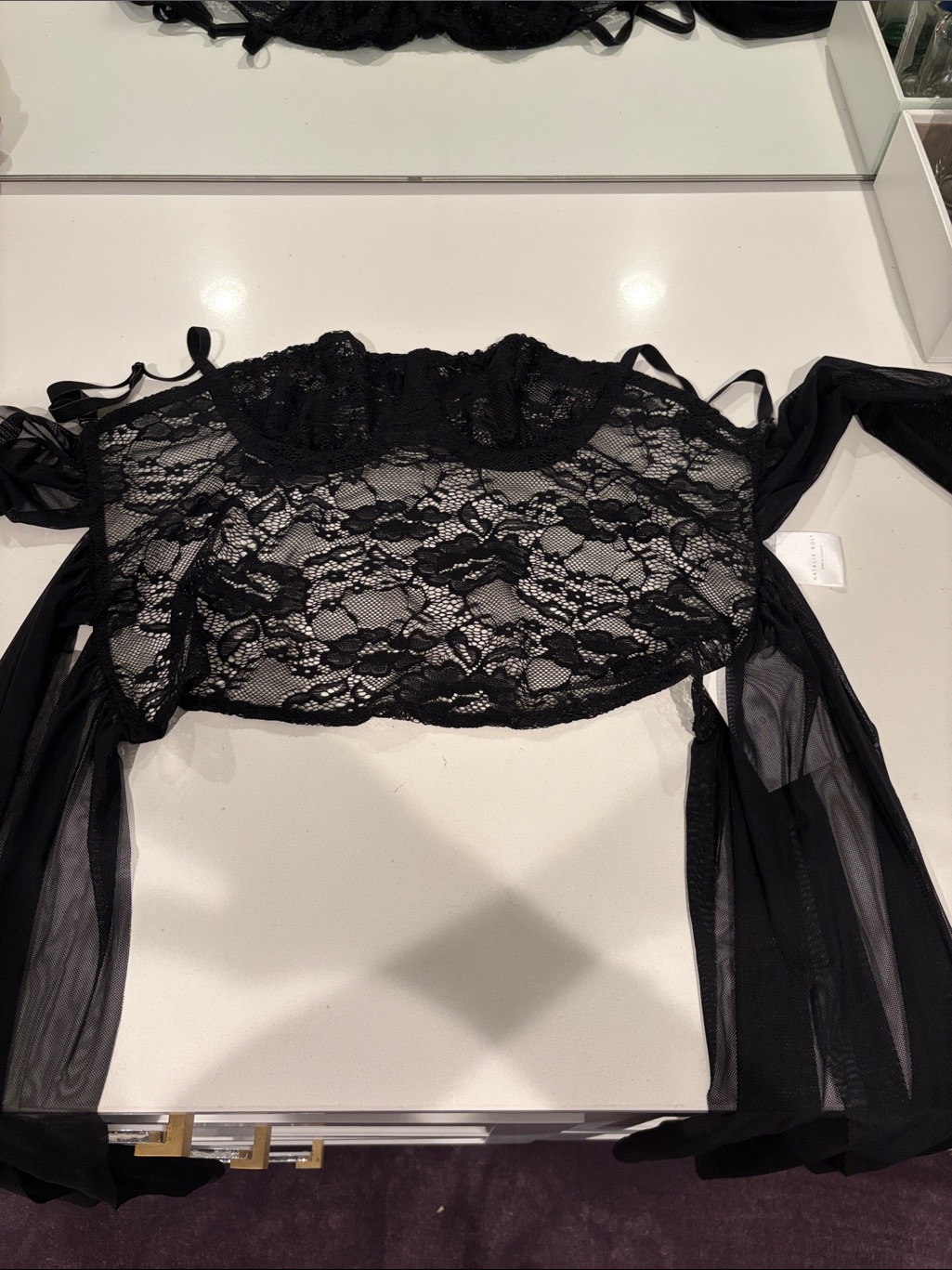 Black Lace Bustier Crop Top - Women Intimates — image 3 of 4